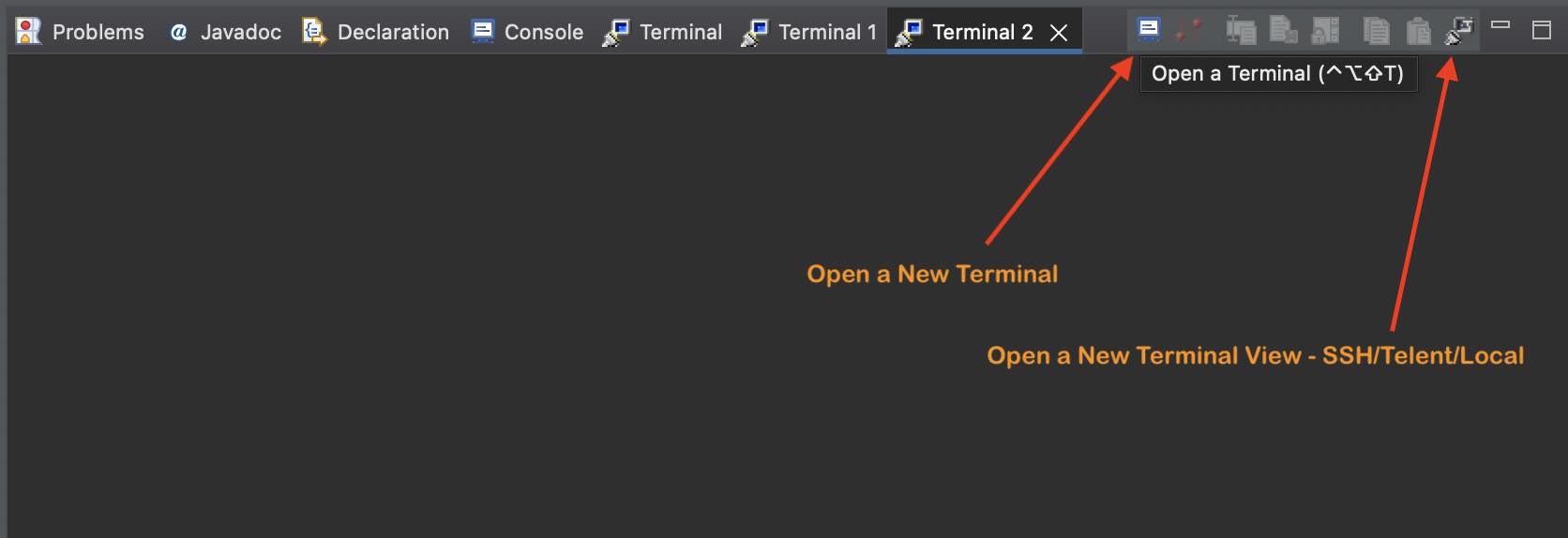 Open Multiple Terminals in Eclipse